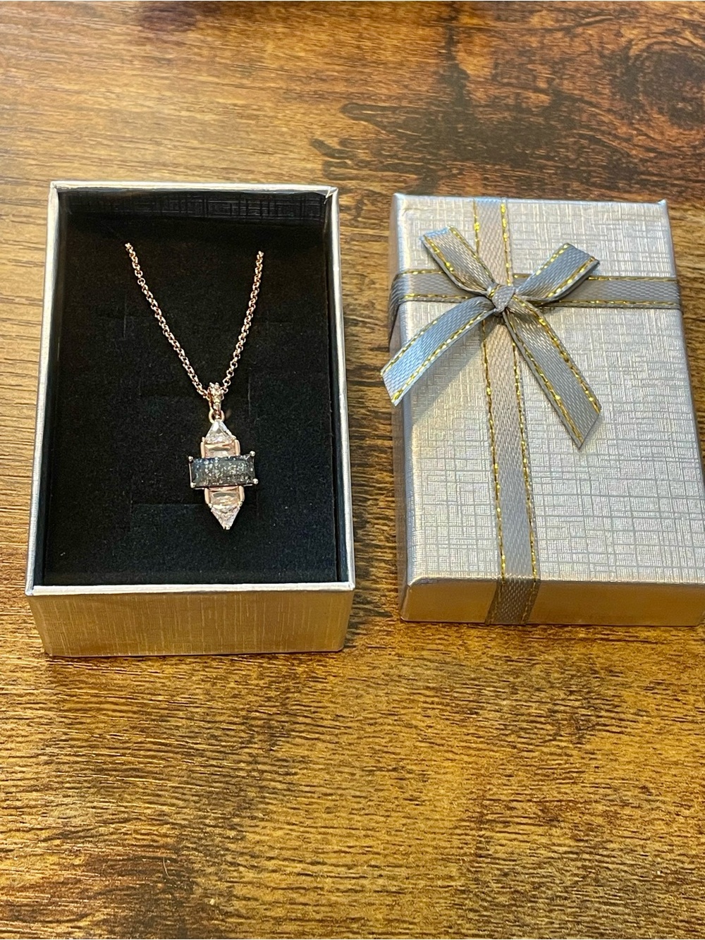 Bomb Party OG Necklace - Black Ice Crystal and Diamond CZ on Rose Gold